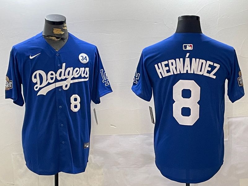 Men Los Angeles Dodgers #8 Hernandez Blue Game 2024 Nike MLB Jersey style 11201